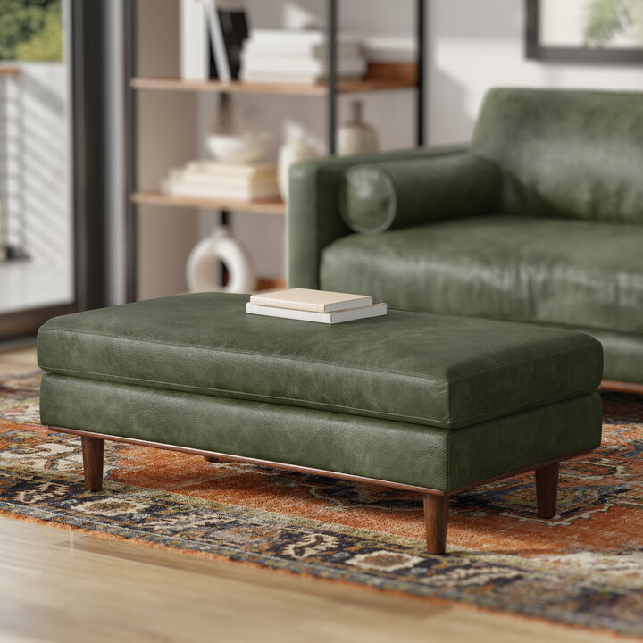 Morrison 49 inch Wide Mid-Century Modern Table Ottoman in Charcoal Grey Woven-Blend Fabric