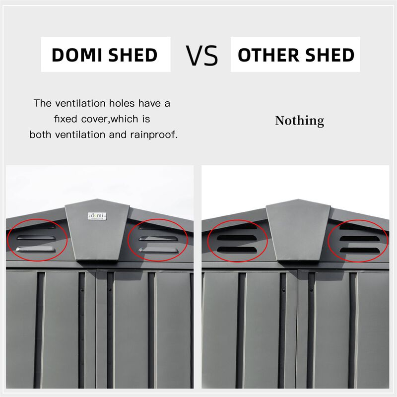 CLIHOME 6.5x4.2Ft Outdoor Galvanized Steel Storage Shed,Patio Storage Cabinet with Lockable Double Door image number 6