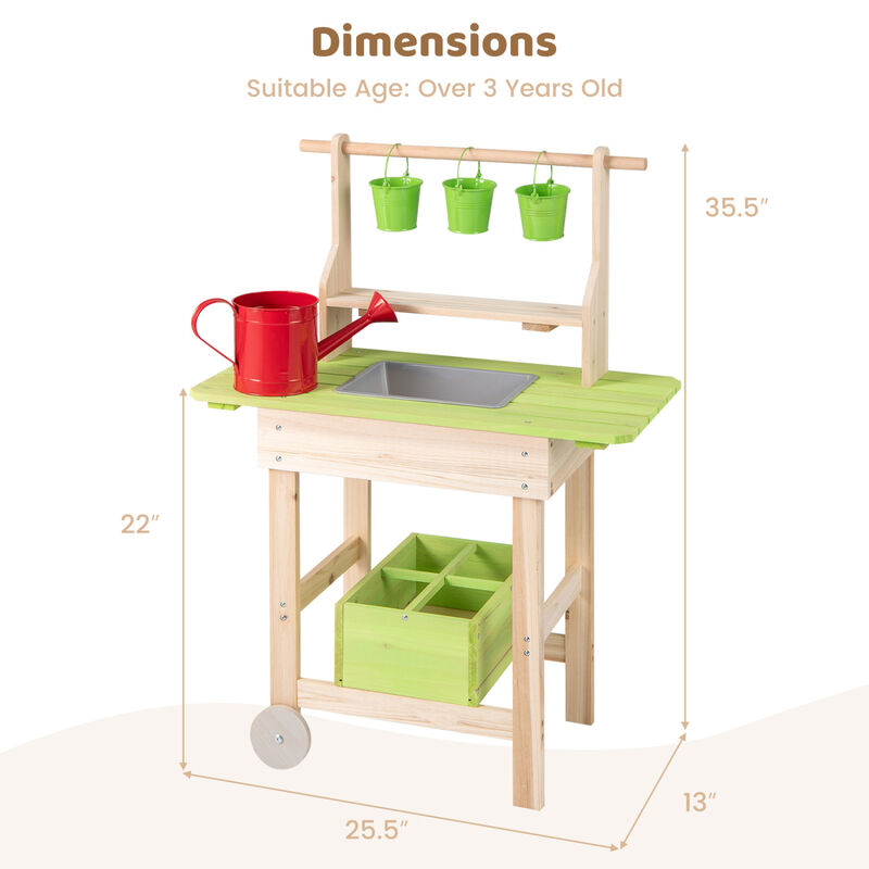 Kids Outdoor Play Kitchen with Removable Pots and Storage image number 2