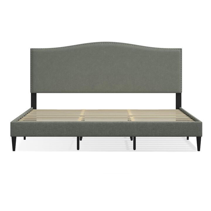 Rize Home Leighford King Platform Bed Stone(Light)
