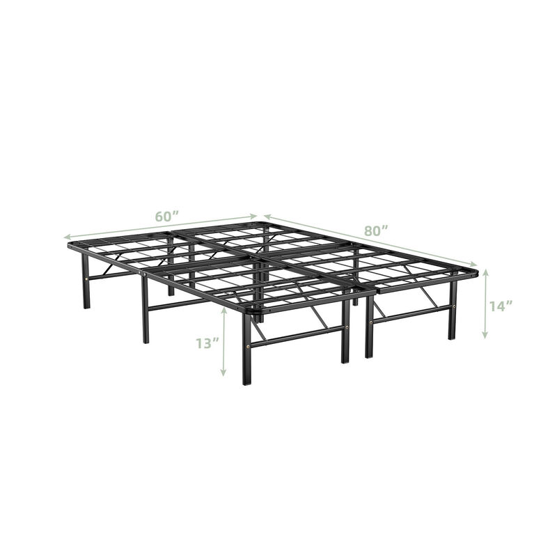 Foldable Metal Platform Bed with Tool For Bedroom