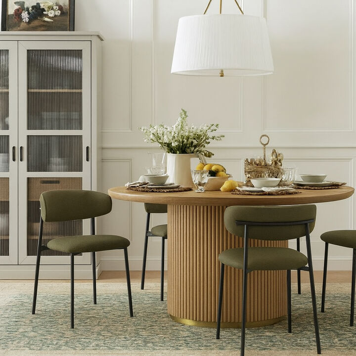 Meridian Furniture Lupita Olive Vegan Leather Dining Chair, Set of 2