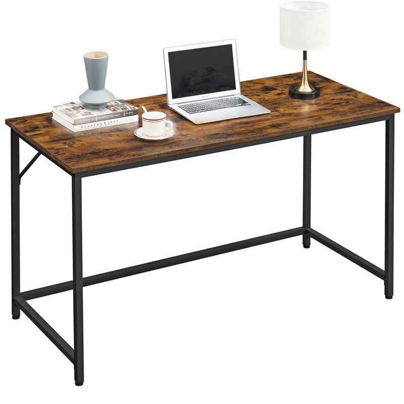 Modern PC Laptop Table - Rustic Brown & Black, Industrial Style with Simple Assembly