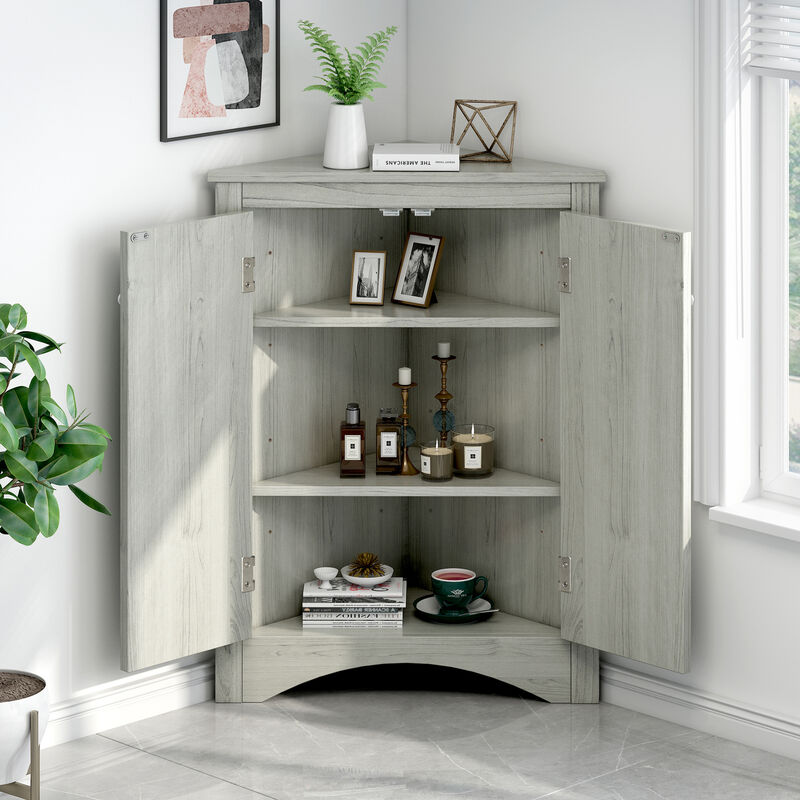 ELEMENT ACE Triangle Bathroom Storage Cabinet with Adjustable Shelves Freestanding Floor Cabinet image number 6