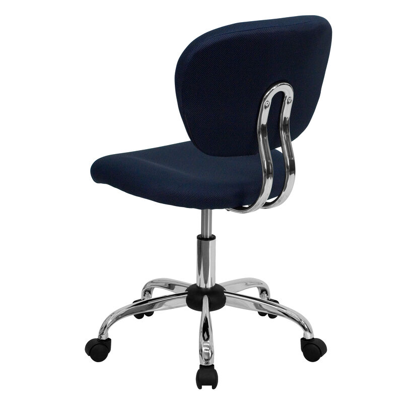 Beverly Mid-Back Navy Mesh Padded Swivel Task Office Chair with Chrome Base image number 7