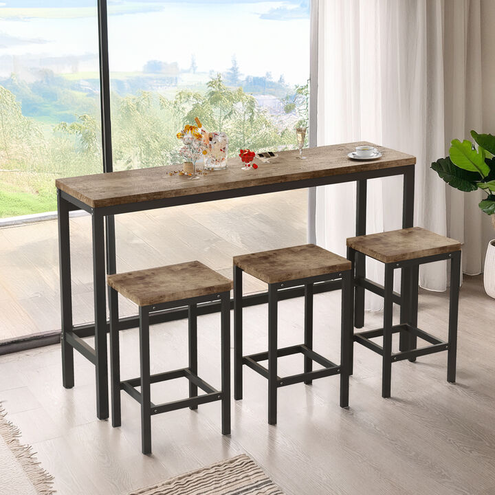 Merax Bar Dining Table with 3 Stools Dining Set