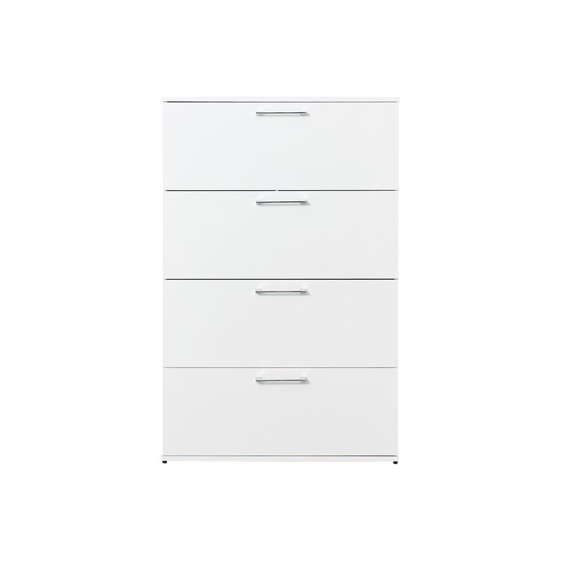 Eli 48 Inch Tall Dresser Chest, 4 Big Storage Drawers, Glossy White Finish - Benzara image number 2