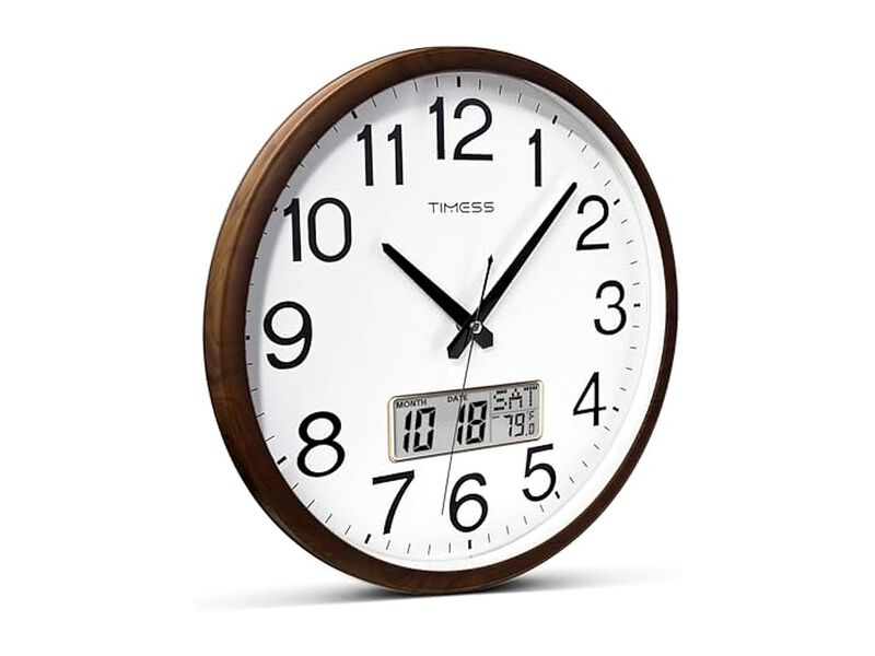 Classic Wood Style Finish Perpetual Wall Clock 13 Inch Silent Non Ticking Brown image number 3