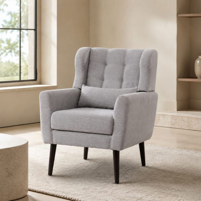 GOODSILO Upholstered Chenille Accent Armchair with Pillow, Comfy Padded Lounge Chair for Small Spaces, Living Room, Bedroom image number 2