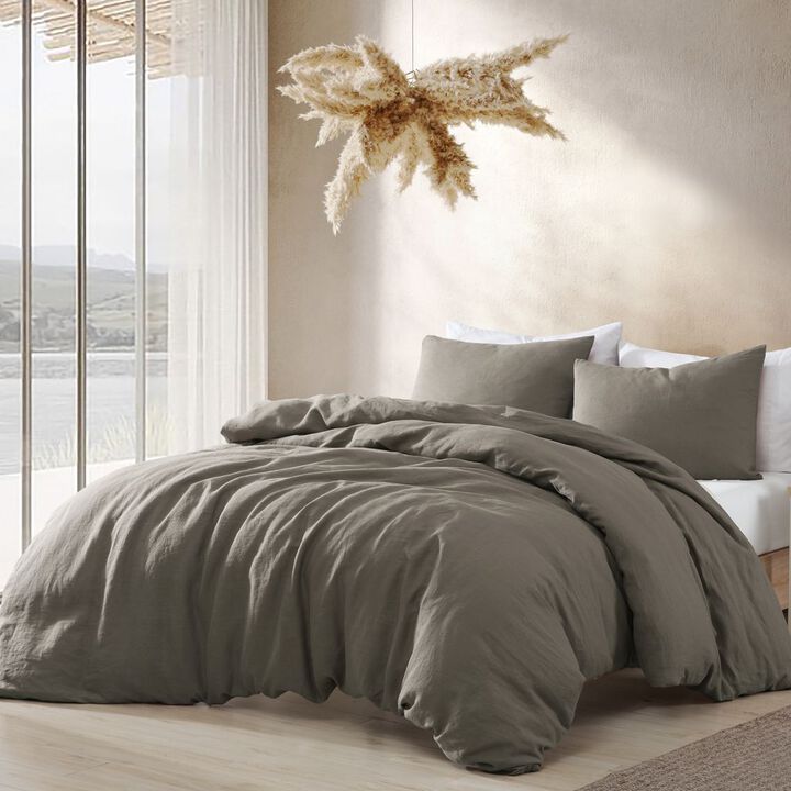 Charcoal Washed Linen 3 pc Twin