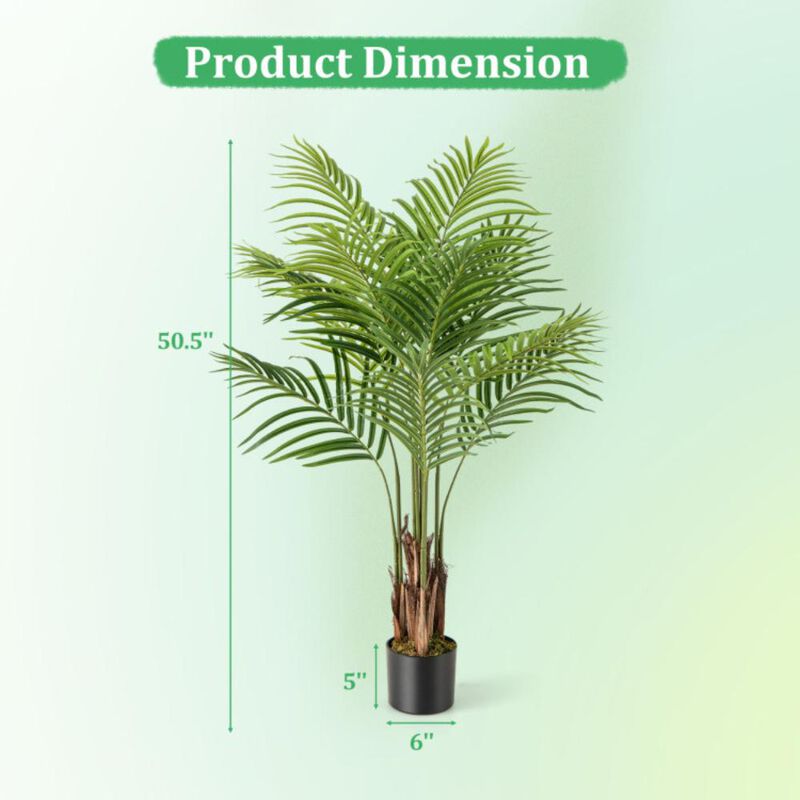 Hivvago 2 Pack 4.2 Feet Tall Artificial Palm Paradise Plant Large Fake Potted Tree