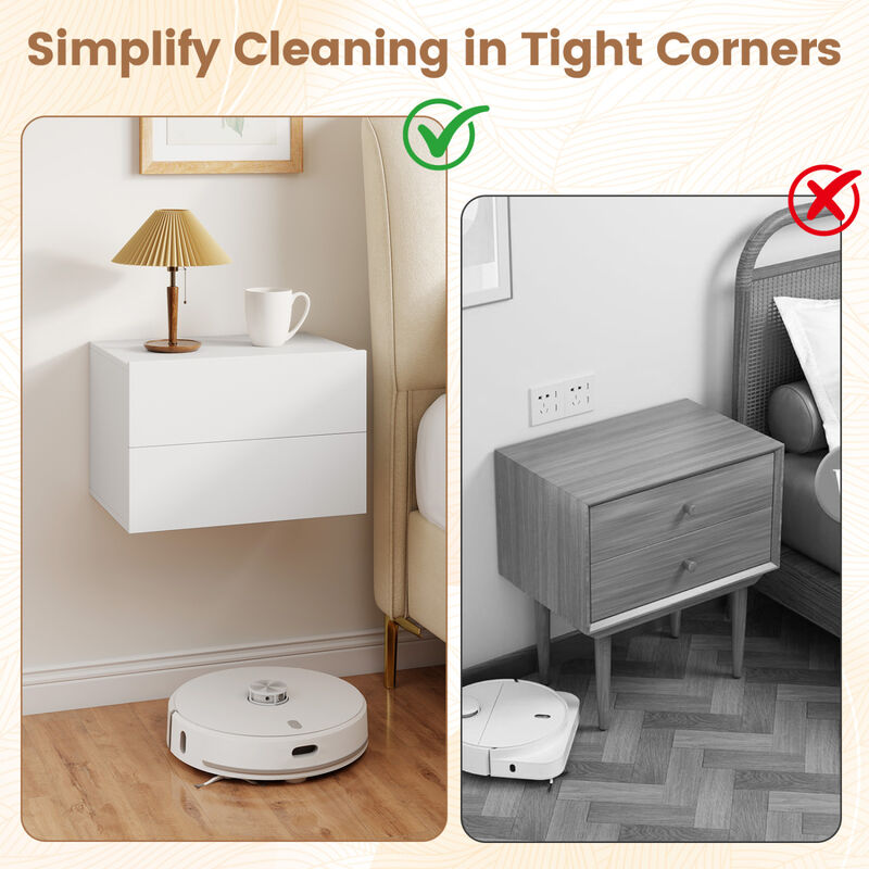 Wall-Mounted Floating Nightstand with 2 Storage Drawers for Bedroom image number 3