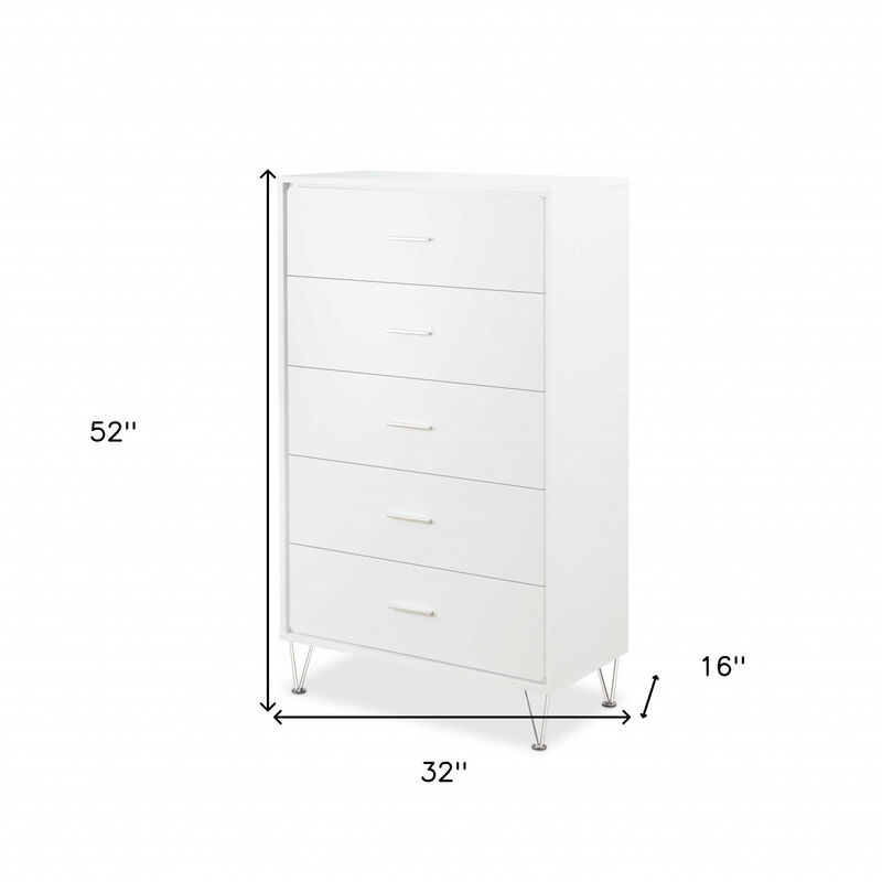 Standard Five Drawer Chest for Bedroom Storage and Organization