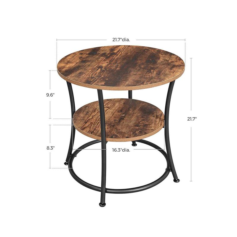 Small Round End Table with 2 Shelves &ndash; Ideal for Compact Living Spaces or Minimalist Interiors
