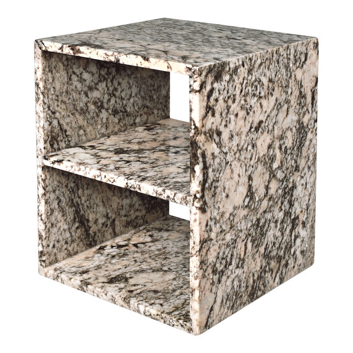 Sloane 16" Modern Natural Marble Handmade Rectangular 2-Shelf End Table