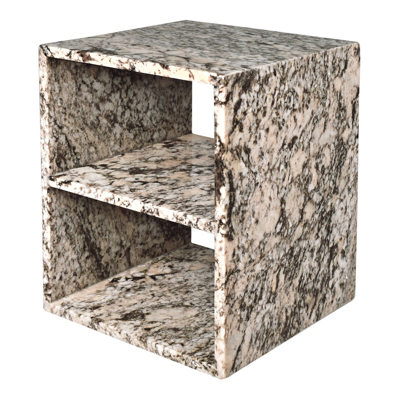 Sloane 16" Modern Natural Marble Handmade Rectangular 2-Shelf End Table