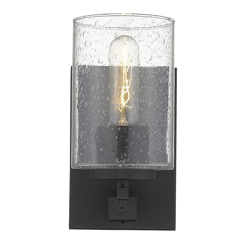 Hivvago Black Metal and Textured Glass Wall Sconce