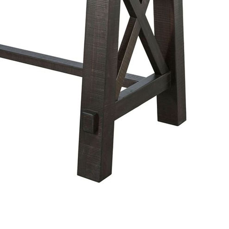 Anva Writing Desk, 58 Inch with Power Plug, Dark Brown Solid Mahogany image number 3
