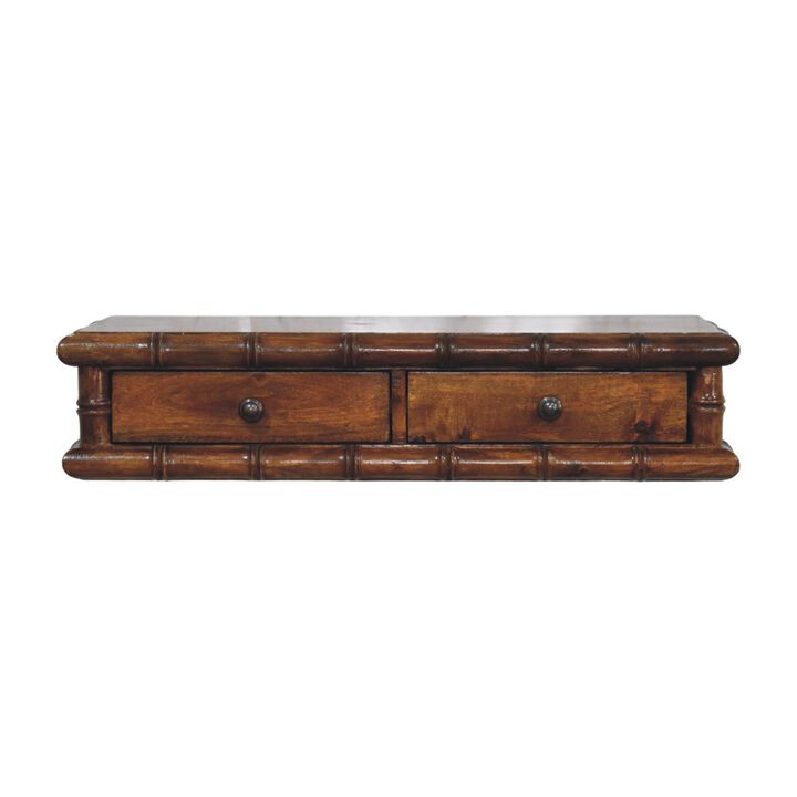 Artisan Furniture Solid Wood Bamboo Two Drawer Console Table , Brown