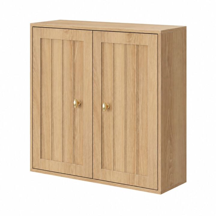 ELEMENT ACE Wall-Mounted Double-Door Medicine Cabinet with Vertical Grooved Design, Multipurpose Storage Organizer for Bathrooms, Restrooms, Hallways and Entryways