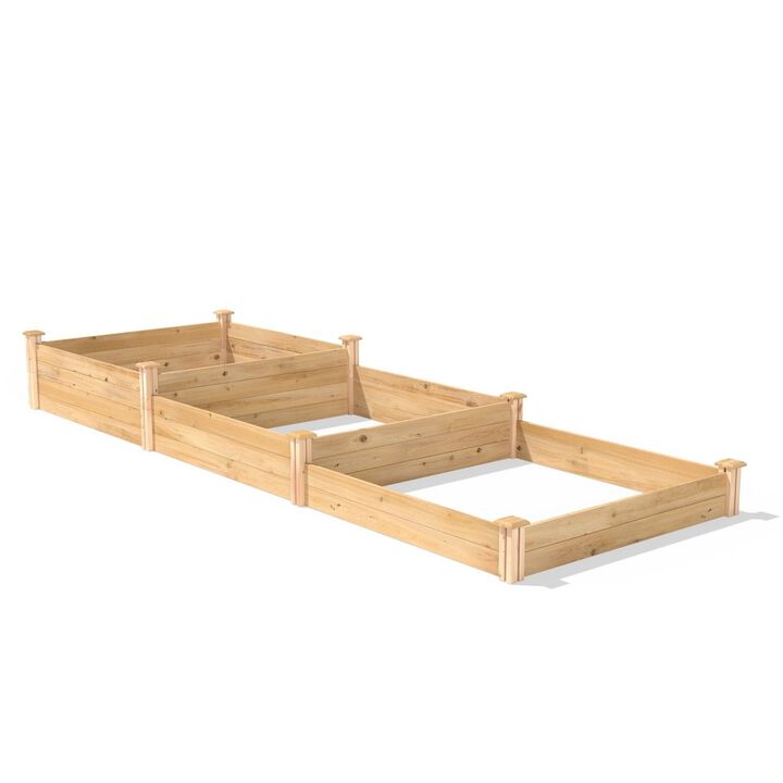 QuikFurn 4 ft x 12 ft Cedar Wood 3 Tier Raised Garden Bed