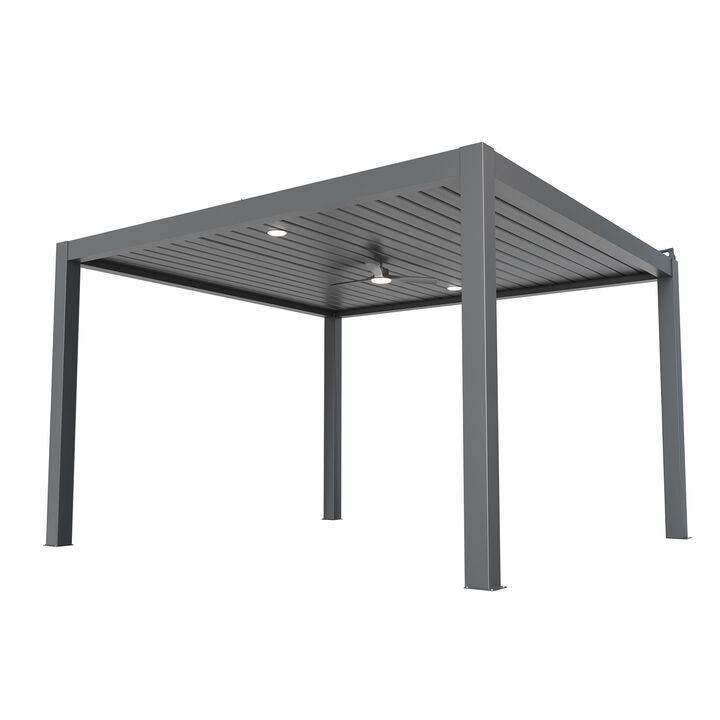 Mondawe 13'x14' Premium Solar Aluminum Pergola, With Intelligent Lighting & Concealed Drainage