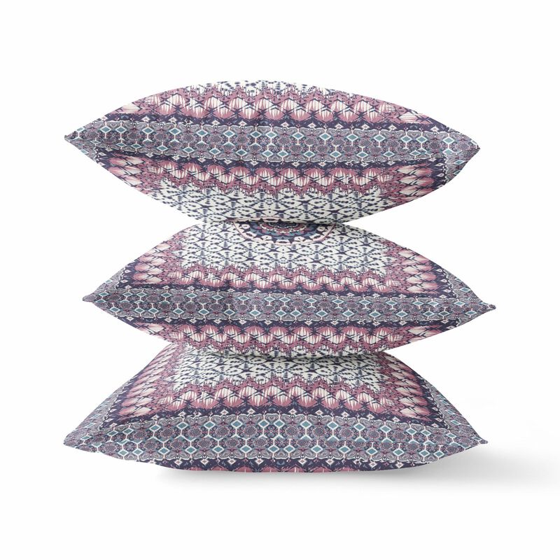 Homezia 20"Pink Gray Holy Floral Zippered Suede Throw Pillow
