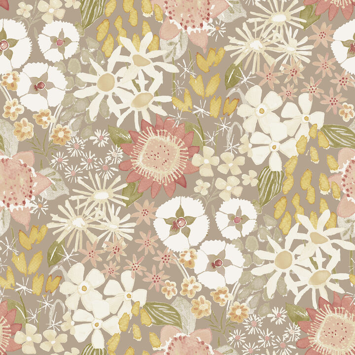Karina Neutral Wildflower Garden Wallpaper