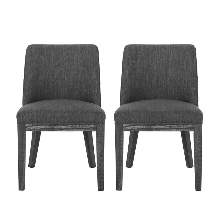 Edena Dining Chair Set of 2, Black Rubberwood, Charcoal Gray