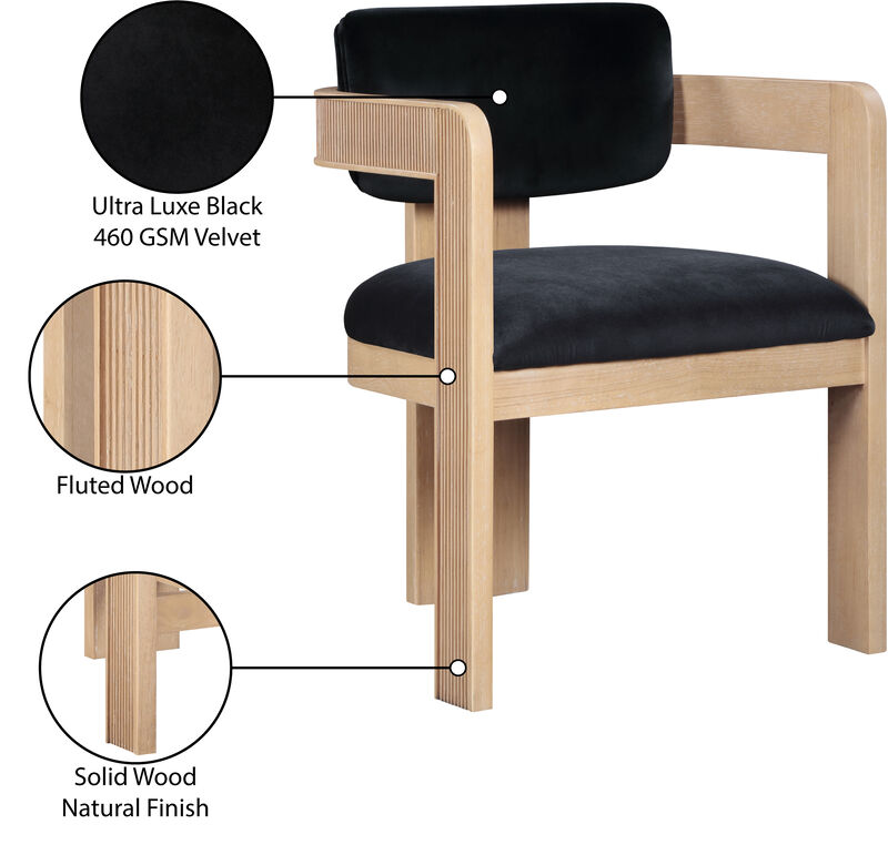 Meridian Furniture Sacha Black Velvet Dining Chair, Set of 2