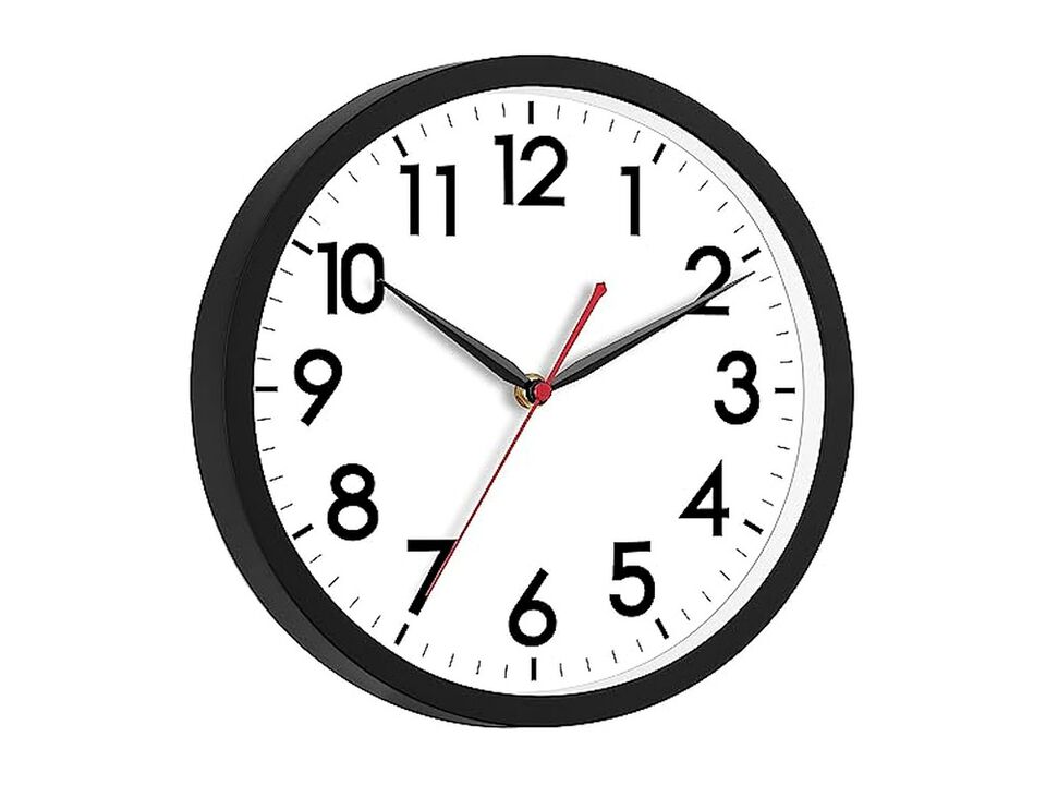 Classic Black Wall Clock 12 Inch Silent Non Ticking Modern Battery Operated