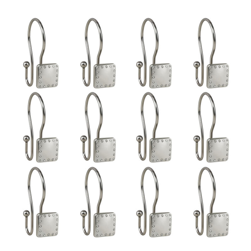 12-Piece Resistant Metal Double Shower Curtain Hooks image number 4