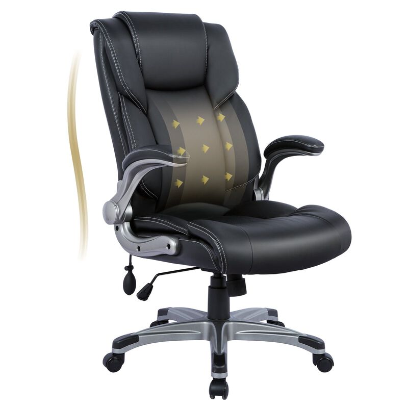 COLAMY Leather Executive Office Chair- High Back Home Computer Desk Chair with Padded Flip-up Arms, Adjustable Tilt Lock, Swivel image number 3