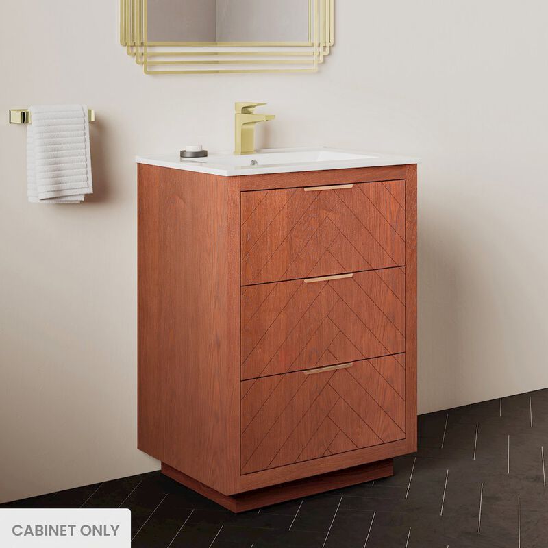 Daxton 24" Freestanding Bathroom Vanity Cabinet without Top in Brown Oak image number 1