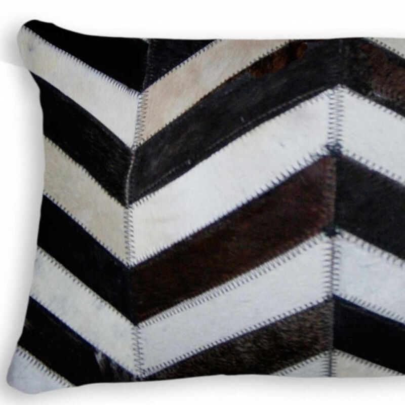 Decorative Chevron Cowhide Pillow for Couch, Chair, or Bedroom