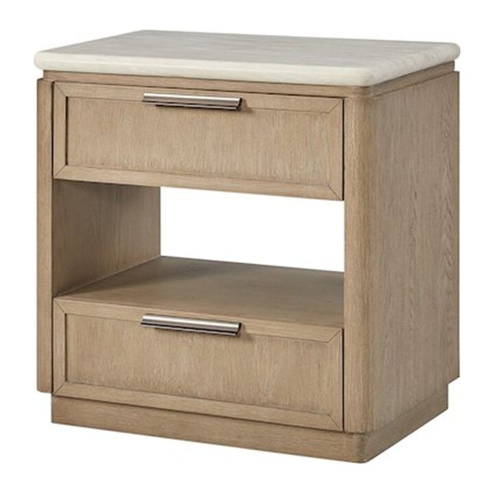 Elements Two Drawer Nightstand with Oak Veneer Drawer Fronts - Toffee