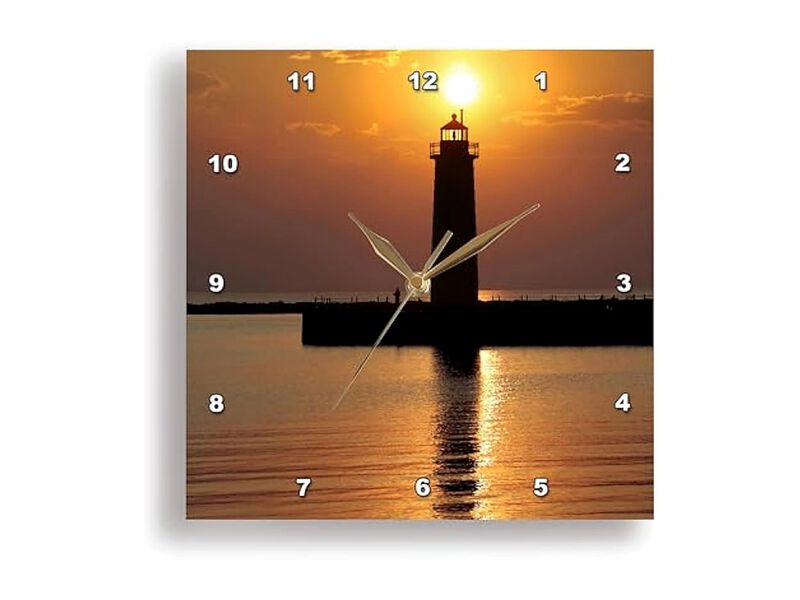 Muskegon Lighthouse Lake Michigan Ric Wall Clock 15 Inch Home Decor image number 1