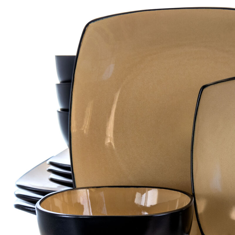 Soho Lounge 16 pc Dinnerware, Taupe Square Shape (Service for 4)