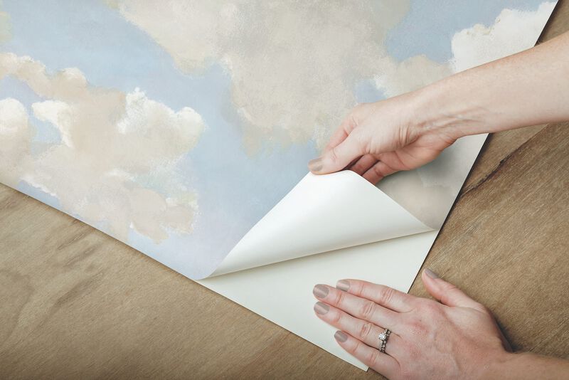 Clouds on Canvas Blue Peel & Stick Wallpaper (Double Roll) image number 6