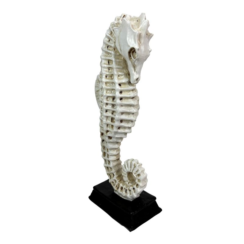 Seahorse Statue Coastal Nautical Resin Tabletop Sculpture 10 Inch Off White image number 0