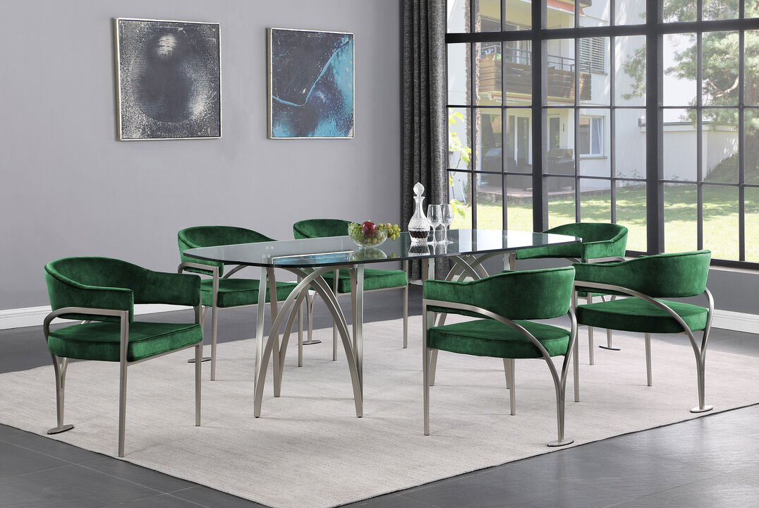 Meridian Furniture Madelyn Green Velvet Dining Chair, Set of 2