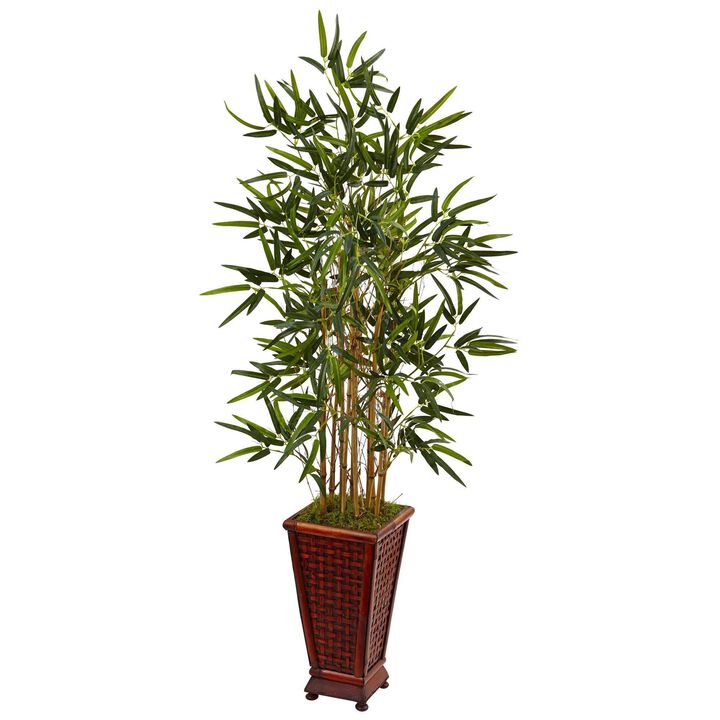 Nearly Natural 4.5-in Bamboo Tree in Decorative Planter