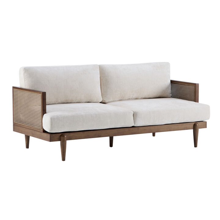 Christopher Knight Home Dorian 72" Rubberwood and Rattan 3-Seater Sofa with Cushion