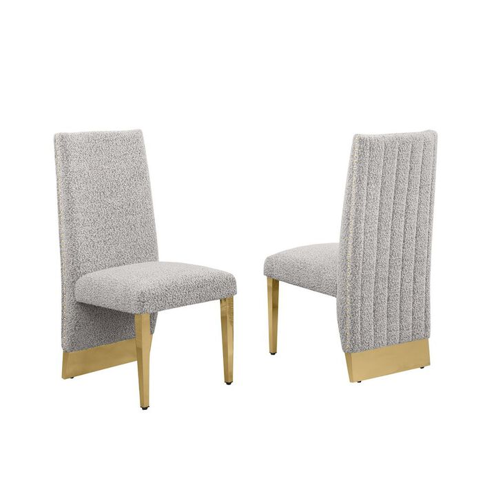 Best Quality Furniture Luxe Rich Gray Boucle Side Chairs - Set Of 2
