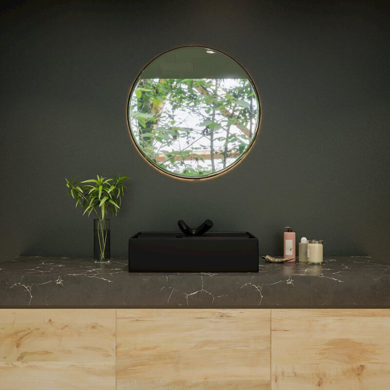 ALFI brand Black Matte 24 Modern Rectangular Above Mount Ceramic Sink with Faucet Hole