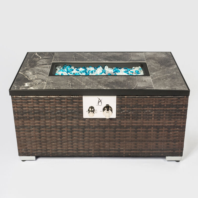 Outdoor Fire Table Propane Fire Pit Rattan gas fire table, gas fire table with tile tabletop