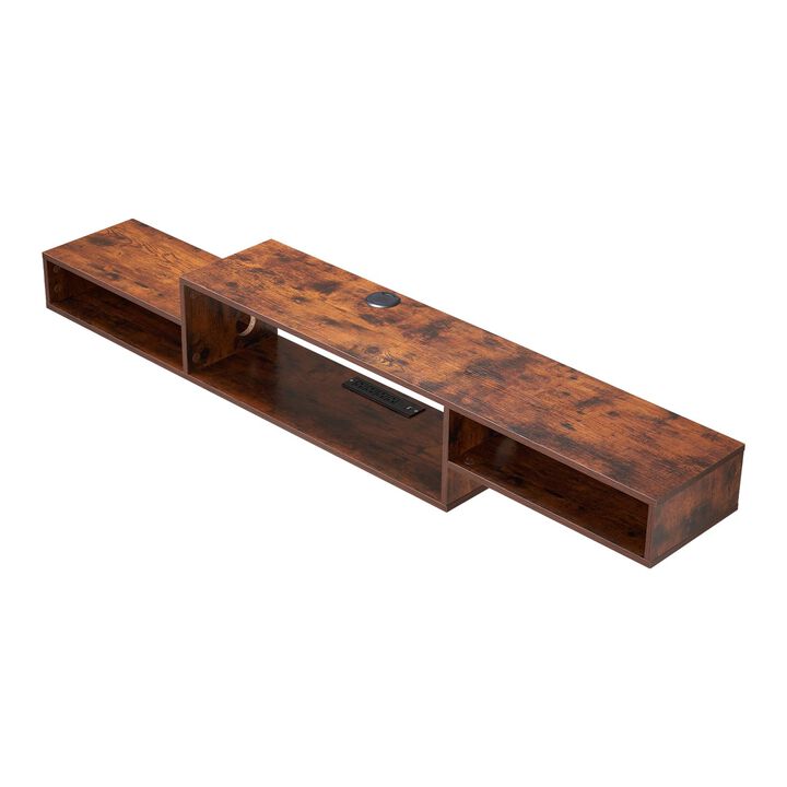 Wall-Mount Floating TV Stand 70" &ndash; Modern Shelf with Storage for DVD, Game Console