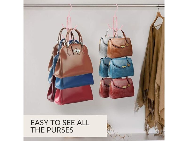 2 Pack Purse Organizer For Closet, Heavy-Duty Hanging Purse Hanger Closet Holds image number 1