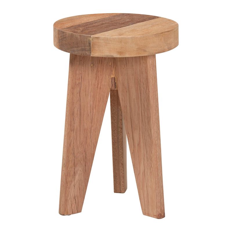 bali & pari Sayen Acacia Wood Multipurpose Accent Stool - Sculptural End Table with Flared Tripod Base for Living Room, Bedroom or Dining Room image number 0