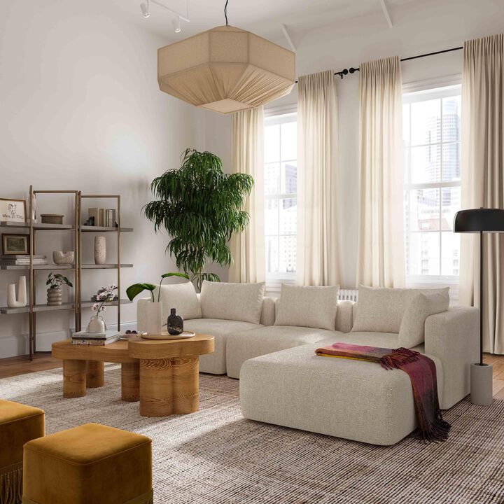 Hangover Textured Fabric 4-Piece Modular Sectional